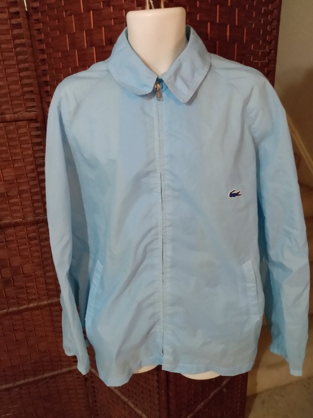 Vintage 80s Alligator Windbreaker Jacket Mens XL Light Blue Retro